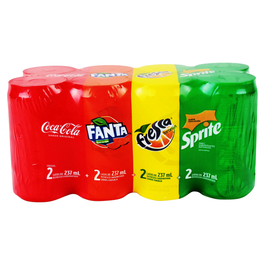 Gaseosas Surtidas Coca-Cola, Fresca, Sprite y Fanta 8 Pack - 355 ml